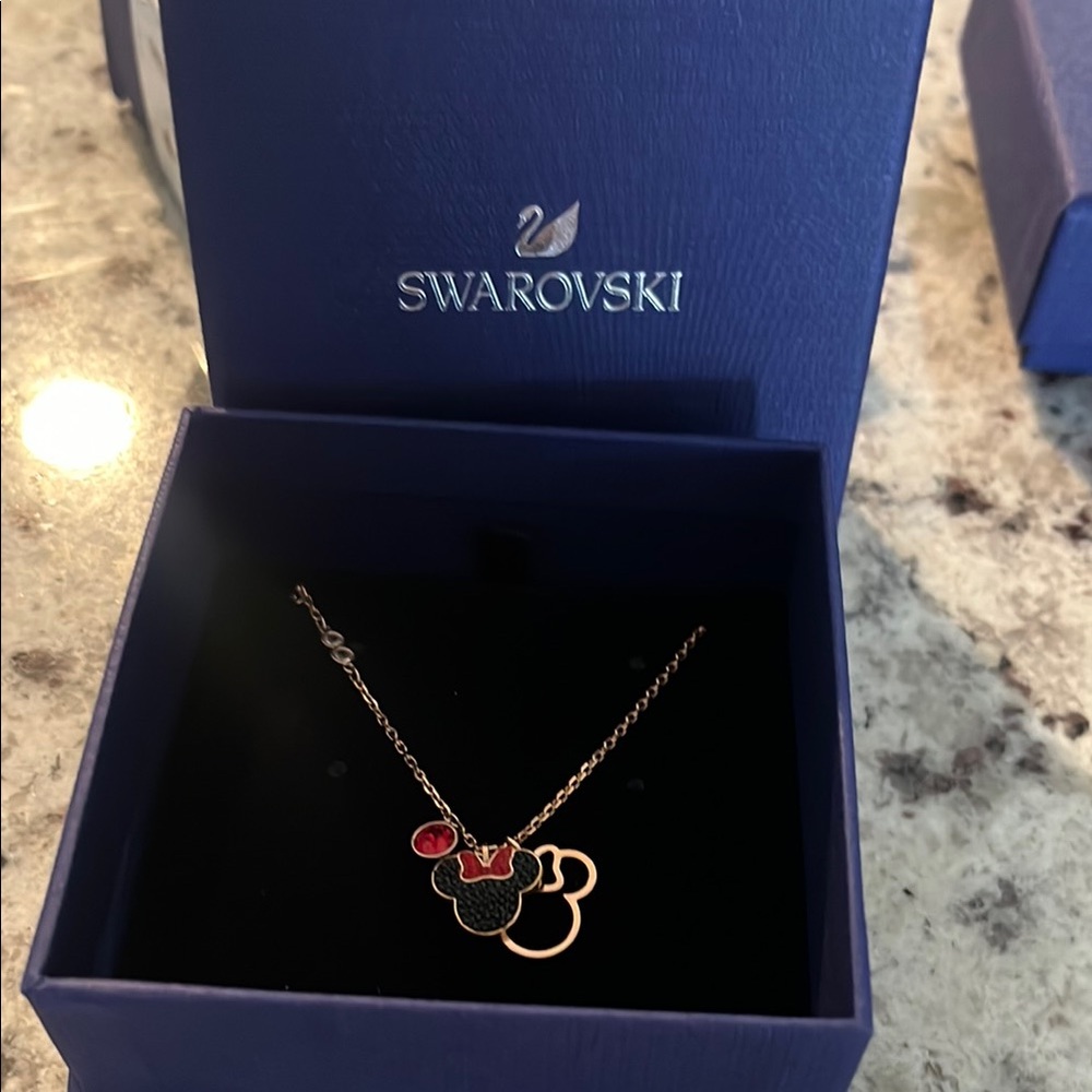 Swarovski Black and Red Minnie Mouse Crystal Necklace